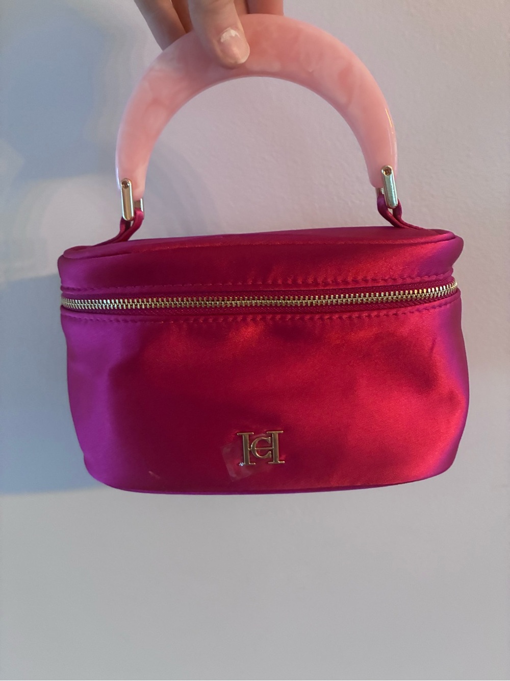 Carolina Herrera Pink Jewelry Bag with Acrylic Handle - Picture 2 of 6